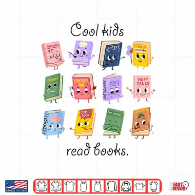 Design Women Cool Kids Read Books Teacher Back To School Librarian Shirt