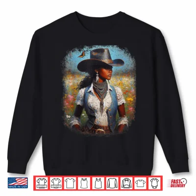 Sweatshirt Black Cowgirl Painting Art Western Rodeo Melanin Black Woman Shirt
