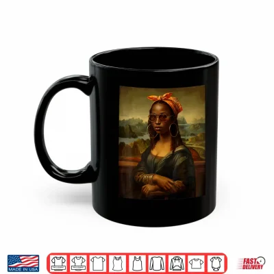 Mug Black Mona Lisa Afro Braids African American Bandana Bangles Shirt