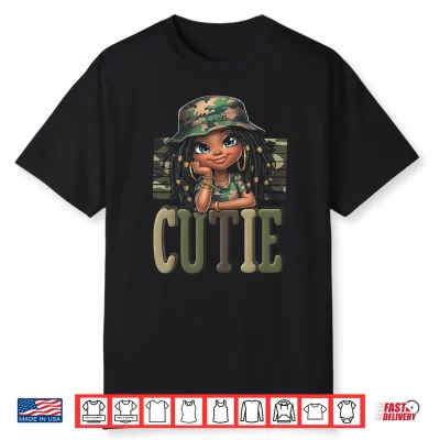 Cutie Loc’D Girl With Camo Hat Locs Black Girl Juneteenth Shirt