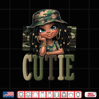 Design Cutie Locd Girl With Camo Hat Locs Black Girl Juneteenth Shirt