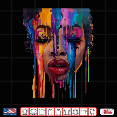 Design Cool African Woman Afro Color Painted Face Juneteenth Vibes Shirt