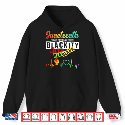 Hoodie Juneteenth Blackity Heartbeat Black History African America Shirt