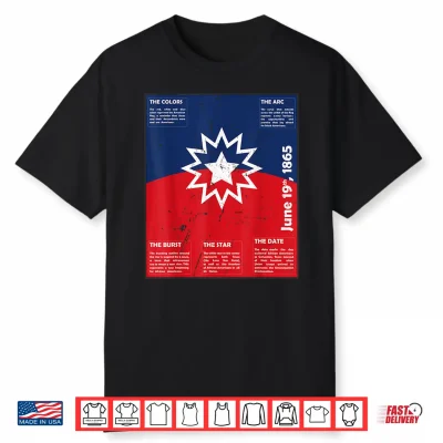 Juneteenth Distressed Red White Blue Symbolic Flag Meaning Shirt