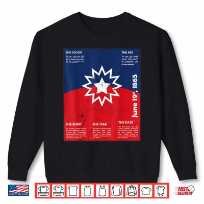 Sweatshirt Juneteenth Distressed Red White Blue Symbolic Flag Meaning Shirt