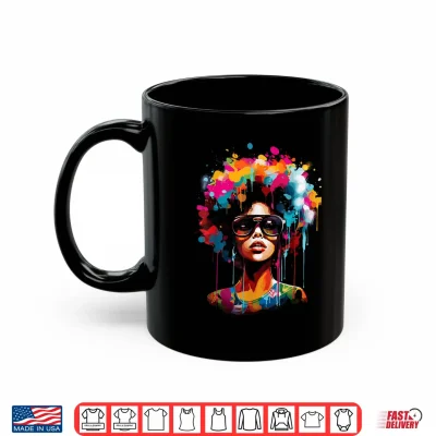 Mug Womens Black Queen Dripping Afro Melanin Juneteenth Shirt