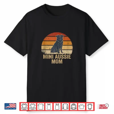 Mini Aussie Mom Vintage Retro Sunset Australian Shepherd Art Shirt
