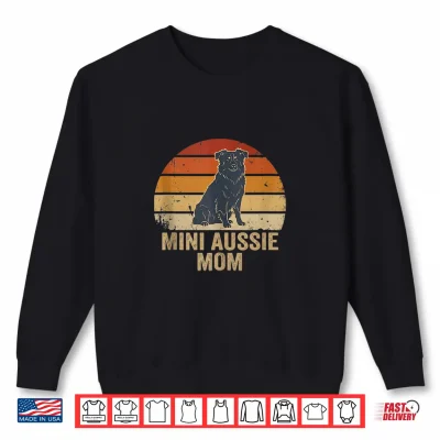 Sweatshirt Mini Aussie Mom Vintage Retro Sunset Australian Shepherd Art Shirt