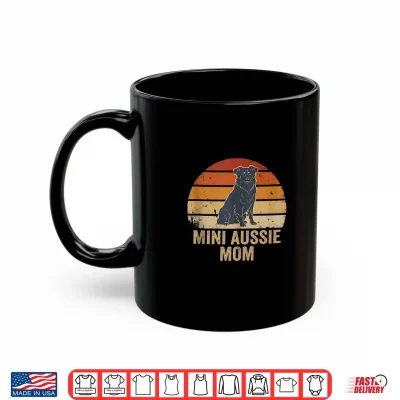 Mug Mini Aussie Mom Vintage Retro Sunset Australian Shepherd Art Shirt