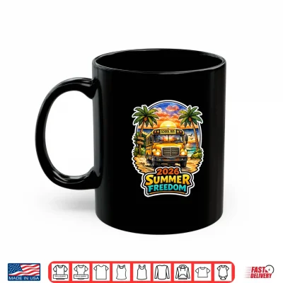Mug 2026 Summer Freedom School Bus Beach Vacation Shirt