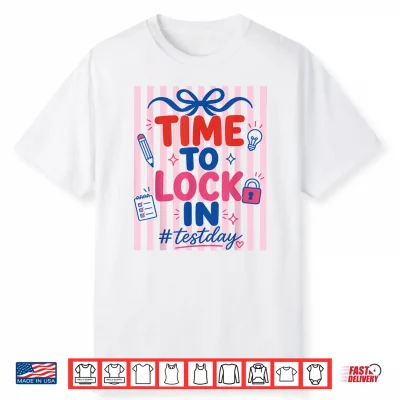 Retro Stripes Time To Lock In Test Day Testing Teachers Kids Shirt