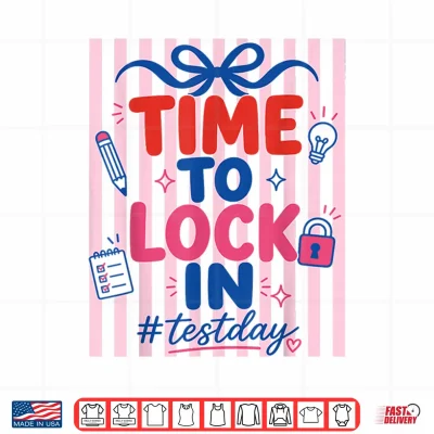 Design Retro Stripes Time to Lock in Test Day Testing Teachers Kids Shirt