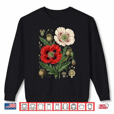 Sweatshirt Vintage Red Poppy Flower Memorial Day Shirt