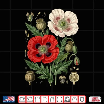 Design Vintage Red Poppy Flower Memorial Day Shirt