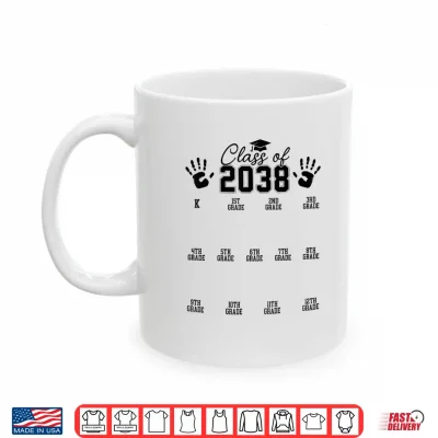 Mug Class of 2038 Grow with Me Handprint Pre K 12th Grade Shirt