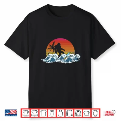 Mens Retro Yeti Sasquatch Bigfoot Surfer   Surfing Summer Performance Shirt