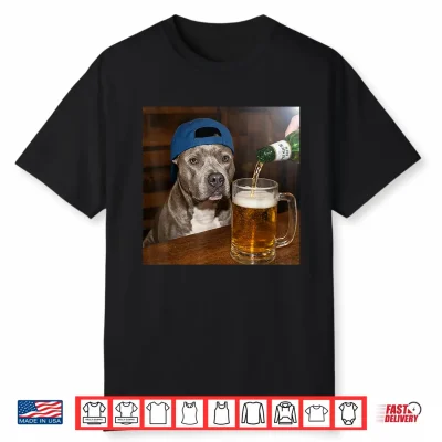 Pit Bull Drinking Beer Funny Dog Meme Shirt
