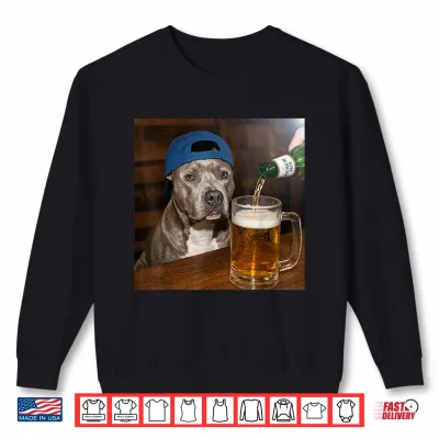 Sweatshirt Pit Bull Drinking Beer Funny Dog Meme Shirt