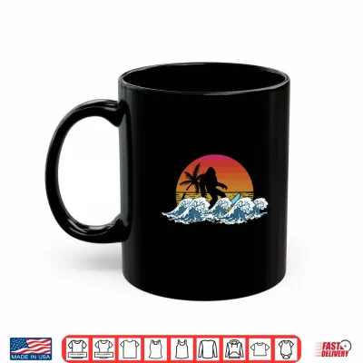 Mug Mens Retro Yeti Sasquatch Bigfoot Surfer Surfing Summer Performance Shirt