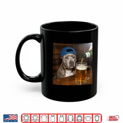 Mug Pit Bull Drinking Beer Funny Dog Meme Shirt