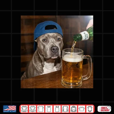 Design Pit Bull Drinking Beer Funny Dog Meme Shirt