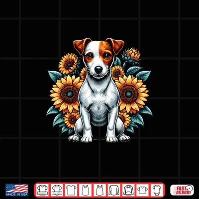 Design Sunflowers Jack Russell Terrier Jack Russells Performance Shirt