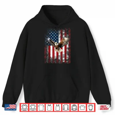 Hoodie Patriotic Eagle 4th Of July USA American Flag Shirt 1