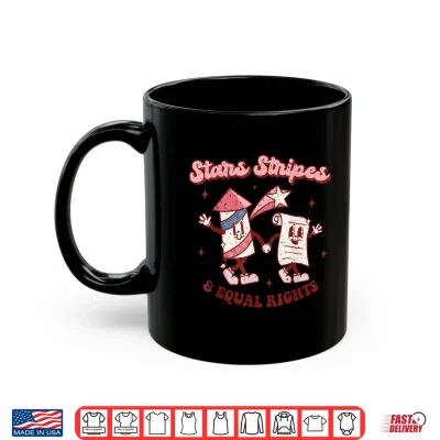 Mug Stars Stripes Equal Rights 4th Of July Retro Groovy Women Shirt