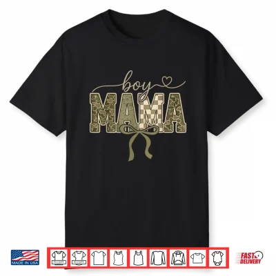 Boy Mama Camo Checkered Coquette Bow Mother’S Day Women Kids Shirt