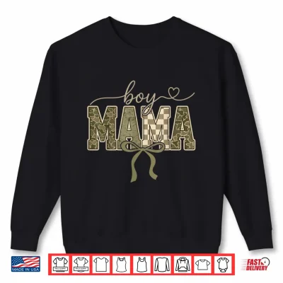 Sweatshirt Boy Mama Camo Checkered Coquette Bow Mothers Day Women Kids Shirt