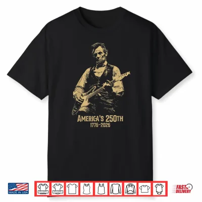 America’S 250Th Abraham Lincoln Playing Guitar Retro Vintage Shirt