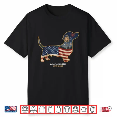 Dachshund America’S 250Th Patriotic Dog Fireworks Shirt