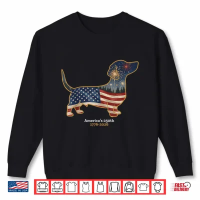 Sweatshirt Dachshund Americas 250th Patriotic Dog Fireworks Shirt