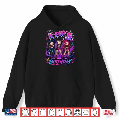 Hoodie Kids Its My 5th K Pop Birthday Girl 5 Year Old K Pop Bday Shirt