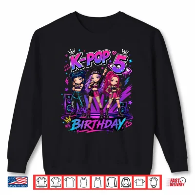 Sweatshirt Kids Its My 5th K Pop Birthday Girl 5 Year Old K Pop Bday Shirt