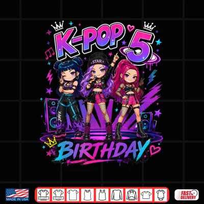 Design Kids Its My 5th K Pop Birthday Girl 5 Year Old K Pop Bday Shirt