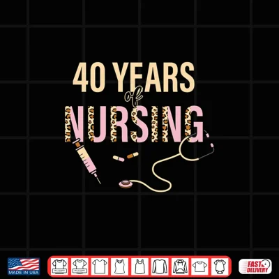 Design Mens 40 Years of Nursing 40th Nurse Anniversary Leopard Print Performance Shirt