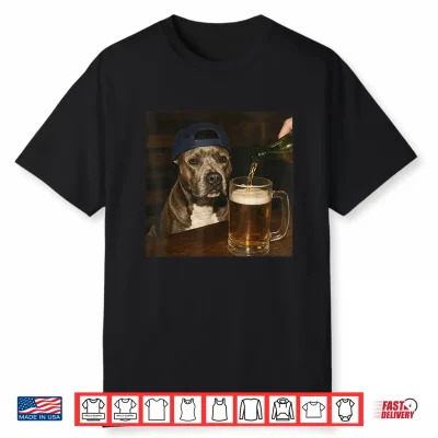 Pitbull Drinking Beer Funny Pitbull Dog Beer Meme Shirt