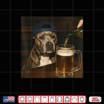 Design Pitbull Drinking Beer Funny Pitbull Dog Beer Meme Shirt