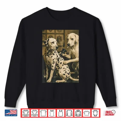Sweatshirt Retro Dalmatian Dog Smoking Tattoo Artist Funny Meme Graphic Shirt