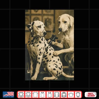 Design Retro Dalmatian Dog Smoking Tattoo Artist Funny Meme Graphic Shirt