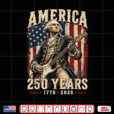 Design Vintage George Washington Playing Guitar 250 Years America Shirt