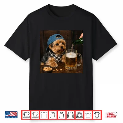 Yorkie Drinking Beer Funny Dog Meme Shirt
