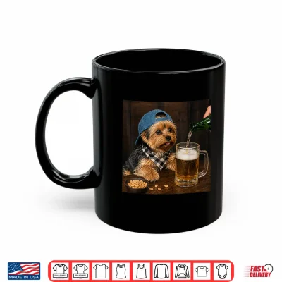 Mug Yorkie Drinking Beer Funny Dog Meme Shirt