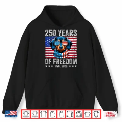 Hoodie 250 Anniversary USA Dog Dachshund 4th of July Shirt
