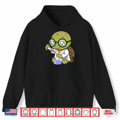 Hoodie Cute Nerdy Turtle Cartoon Design Performance Shirt