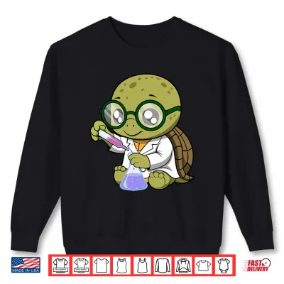 Sweatshirt Cute Nerdy Turtle Cartoon Design Performance Shirt