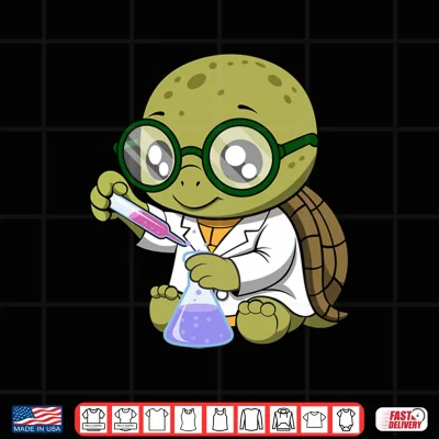 Design Cute Nerdy Turtle Cartoon Design Performance Shirt