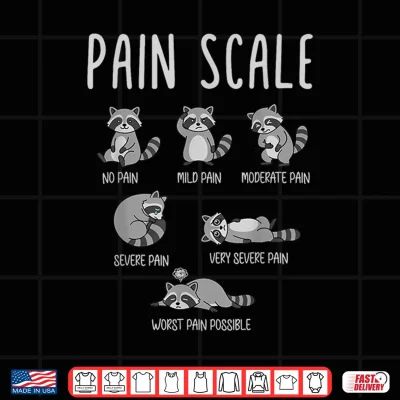Design Fun Raccoon Pain Scale Nurse Medical Healthcare Worker Humor Shirt
