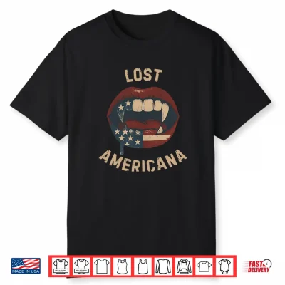 Lost Americana Vintage Vampire Patriotic Retro Usa Shirt